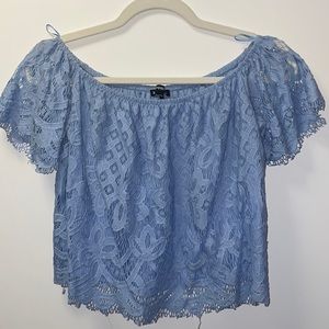 Off the shoulder blue lace top